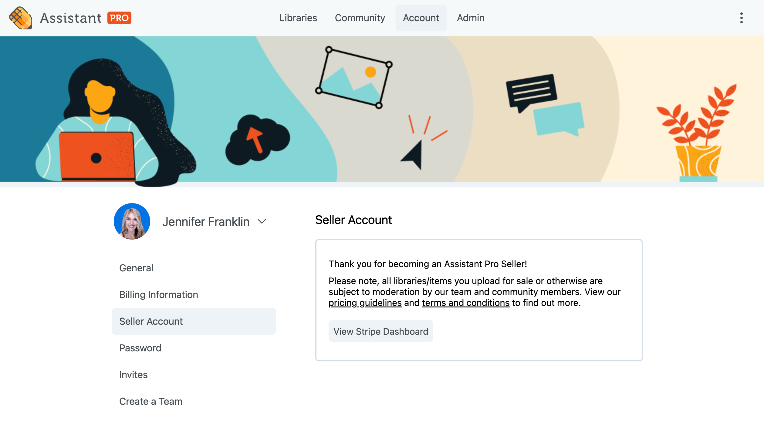 Assistant Pro Seller Account landing page